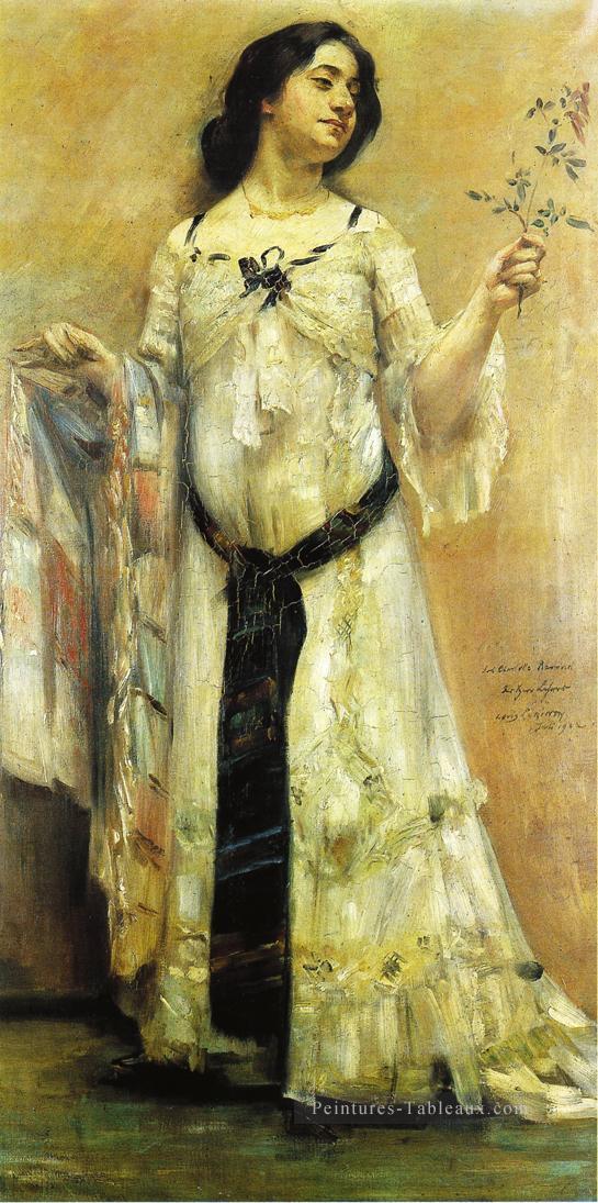Portrait de Charlotte Berend en robe blanche Lovis Corinth Peintures à l'huile